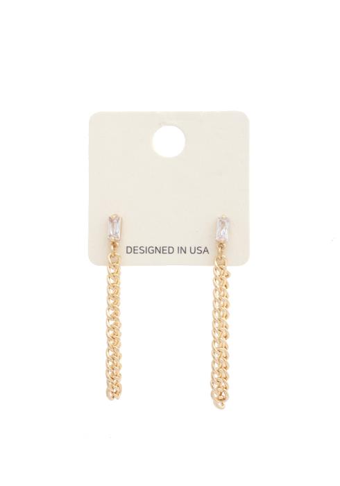 RECTANGLE RHINESTONE CHAIN EARRING