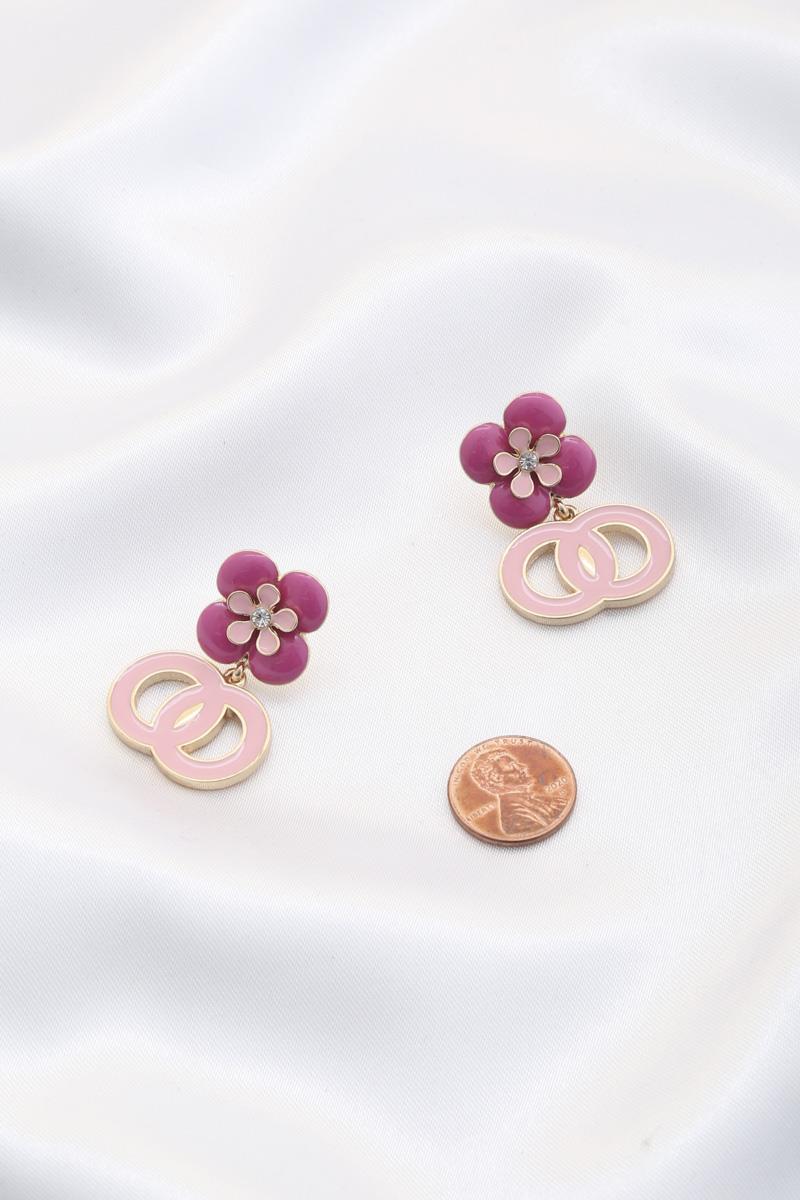 FLOWER DOUBLE CIRCLE POST DROP EARRING