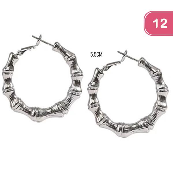 55MM METAL BAMBOO HOOP EARRING (12 UNITS)