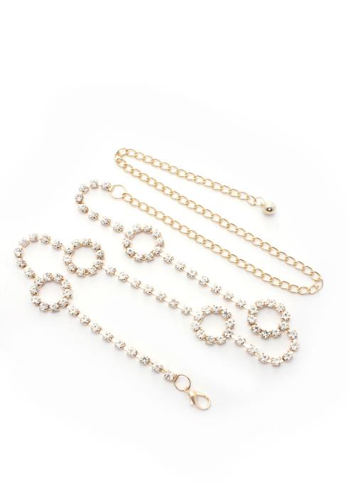 CIRCLE LINK RHINESTONE CHAIN BELT