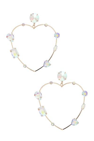 HEART RHINESTONE SHAPE POST EARRING