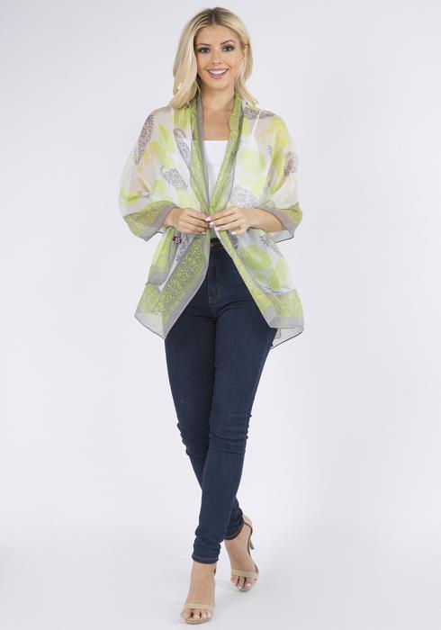 FASHION MESH PATTERN COVER UP KIMONO SCARF