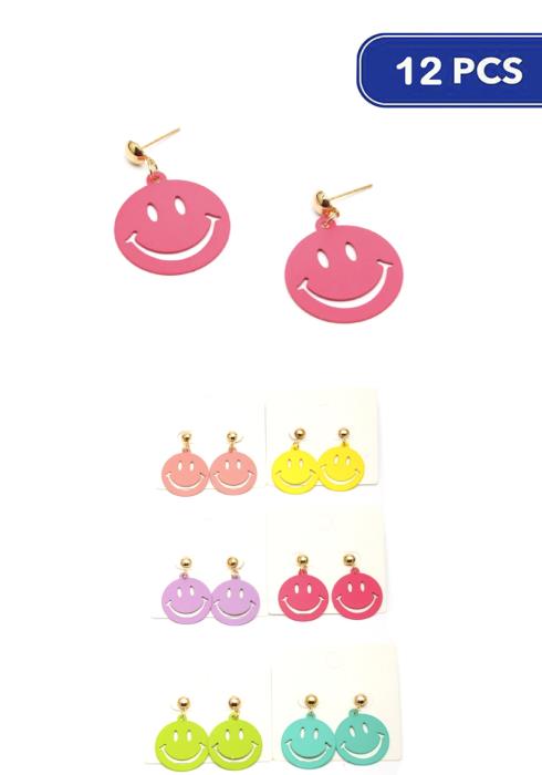 FASHION COLOR SMILE DANGLE EARRING (12 UNITS)