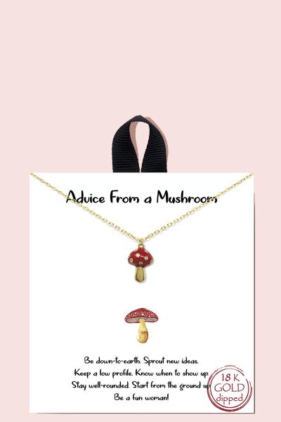 18K GOLD RHODIUM DIPPED ADVICE FROM A MUSHROOM NECKLACE