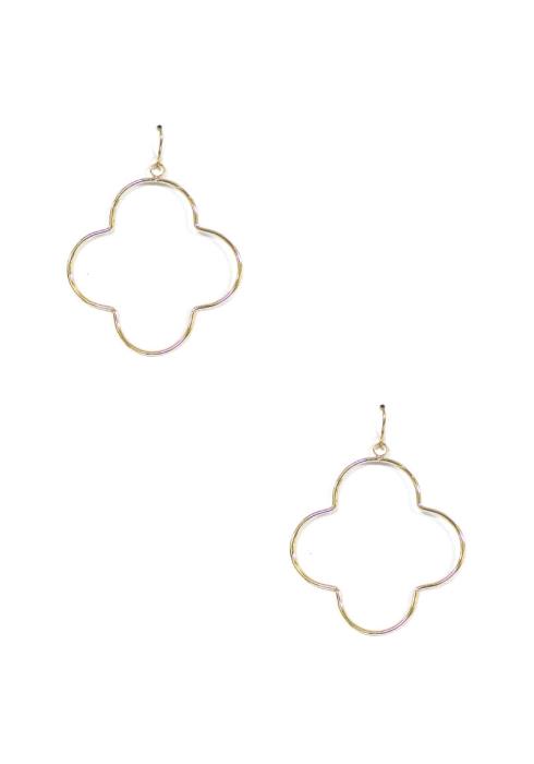 METAL FLOWER DANGLE EARRING