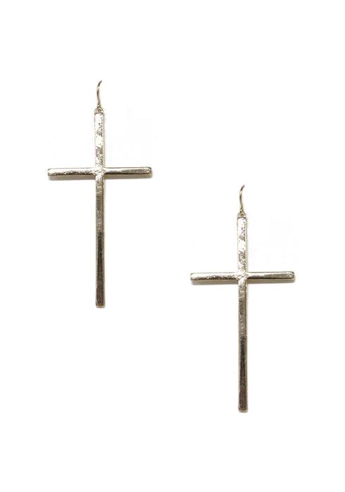 METAL CROSS DANGLE EARRING