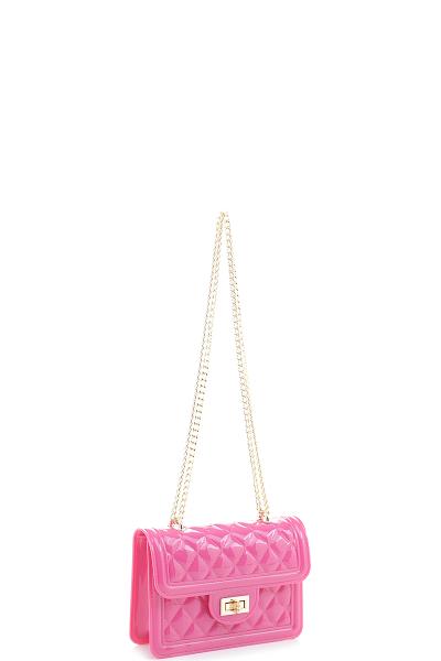 FASHION JELLY QUILT TWIST CHAIN CROSSBODY BAG