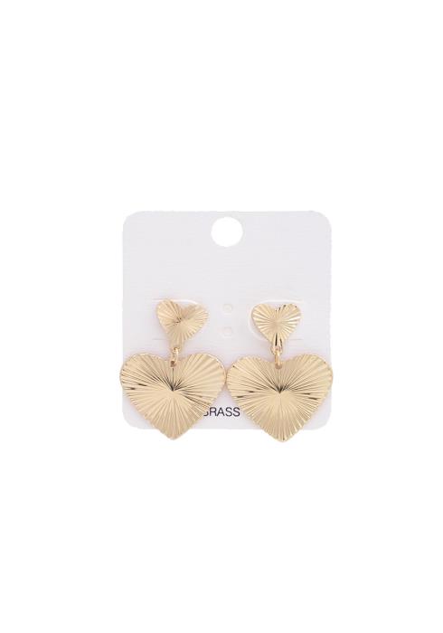 DOUBLE HEART LINK POST DROP EARRING