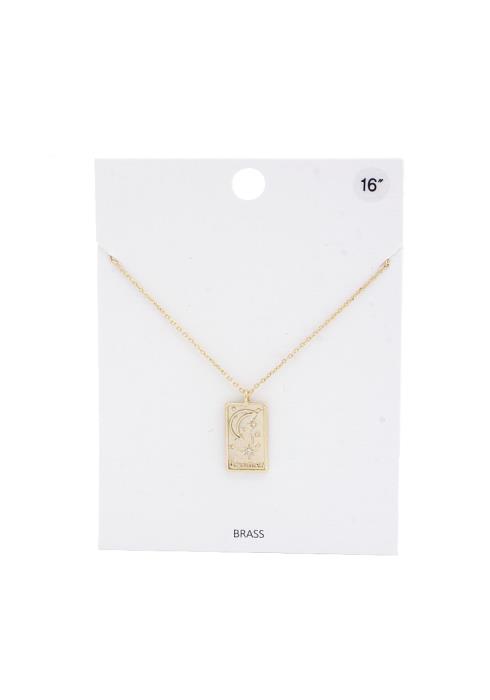 MOON STAR RECTANGLE PENDANT NECKLACE