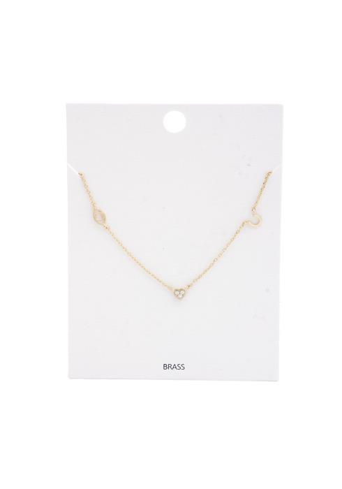 DAINTY HEART EYE CHARM STATION NECKLACE