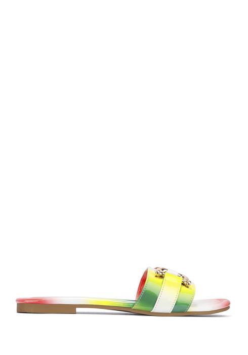 FASHION METAL LINK SMOOTH SLIPPER SANDALS