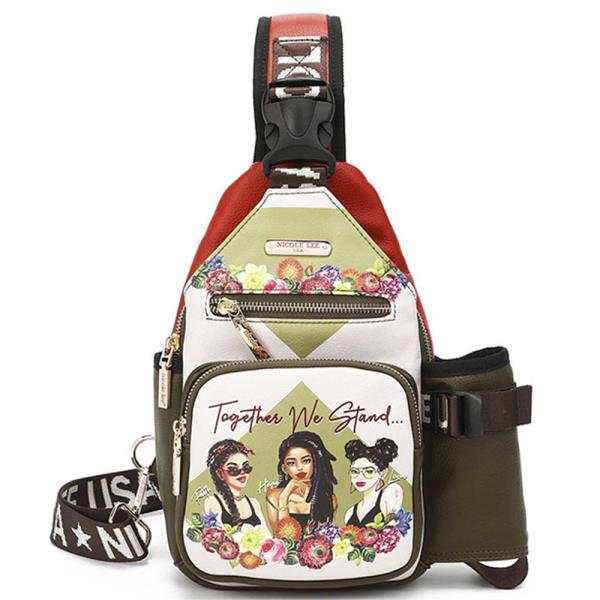 Nicole Lee FASHION PRINTED PYRAMID SHAPE DESIGN CROSSBODY BAG