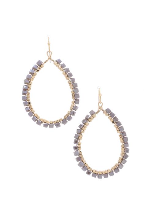 SQUARE BEAD EDGE TEARDROP EARRING