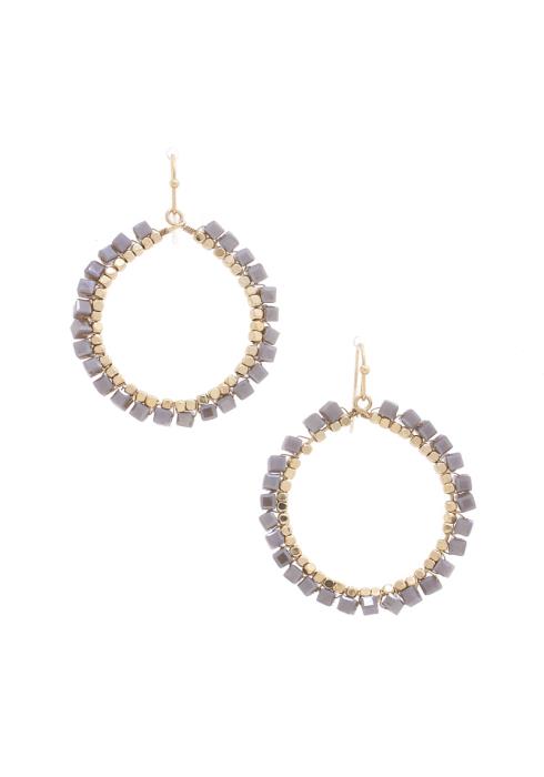 SQUARE BEADED CIRCLE EARRING