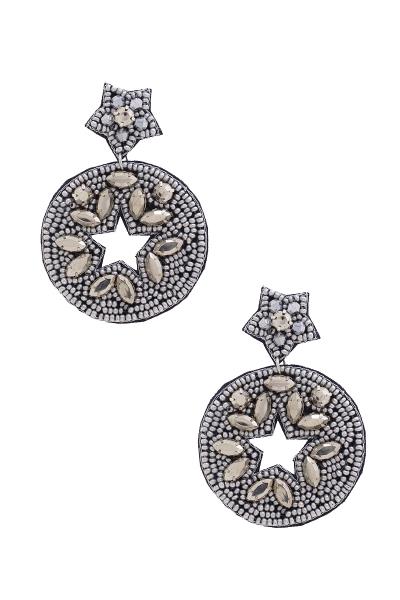 STAR CIRCLE BEADED DROP EARRING