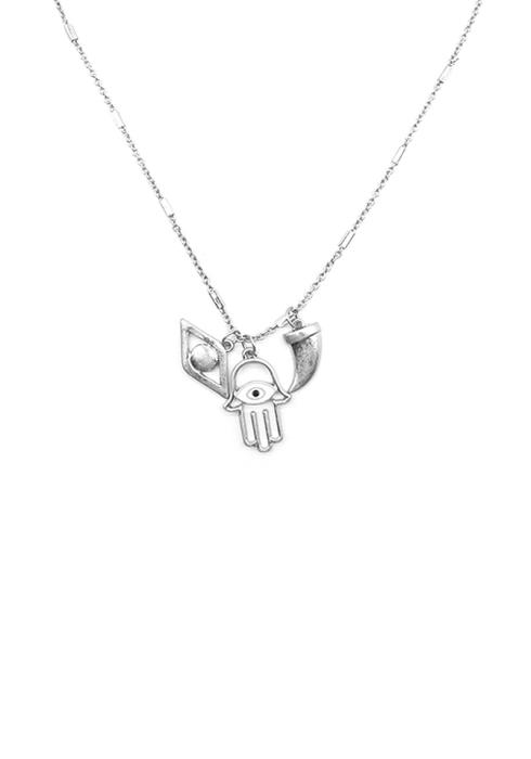 FASHION METAL HAMSA HAND EYE TOOTH NECKLACE