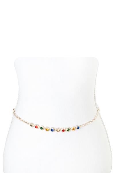 FASHION MULTI STONE CHAIN BELT