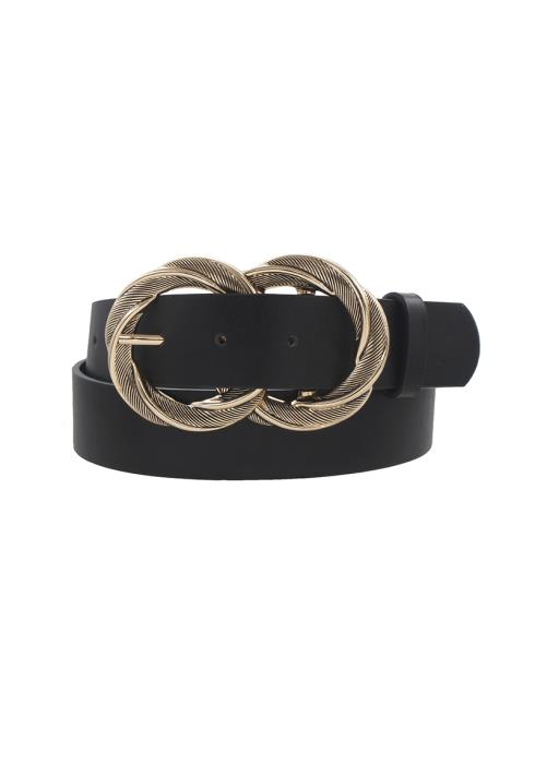 TWISTED AND TEXTURED METAL DOUBLE CIRCLE BUCKLE BELT