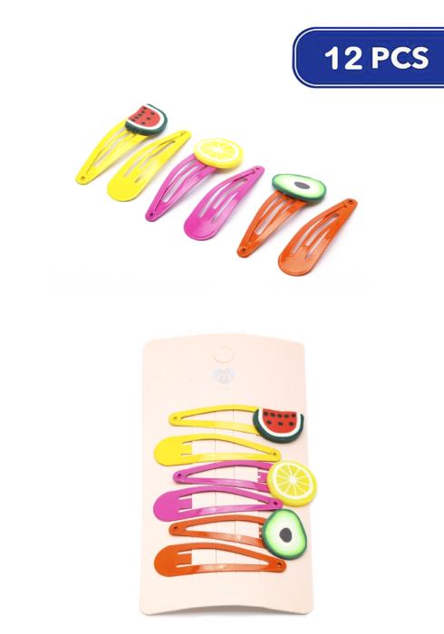 FRUIT SNAP HAIR PIN 3 PAIR SET (12 UNITS)