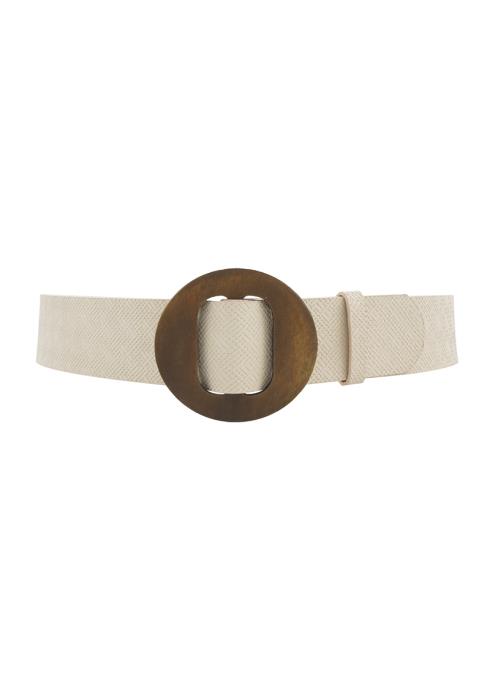 CIRCLE WOOD BUCKLE BASKET WEAVE BELT