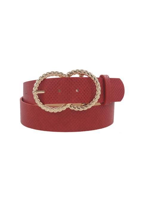 BRAIDED DOUBLE CIRCLE BUCKLE MONO SNAKE PRINT BELT