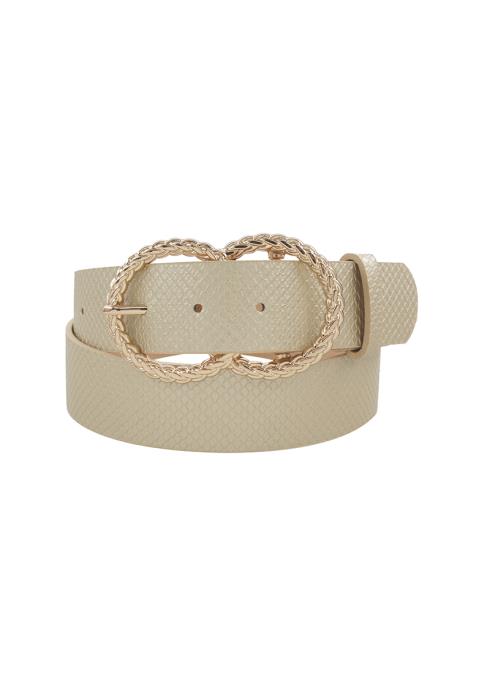 BRAIDED DOUBLE CIRCLE BUCKLE MONO SNAKE PRINT BELT