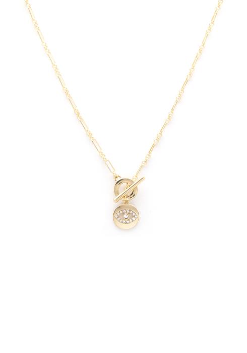 DAINTY EYE CHARM TOGGLE CLASP OVAL LINK NECKLACE
