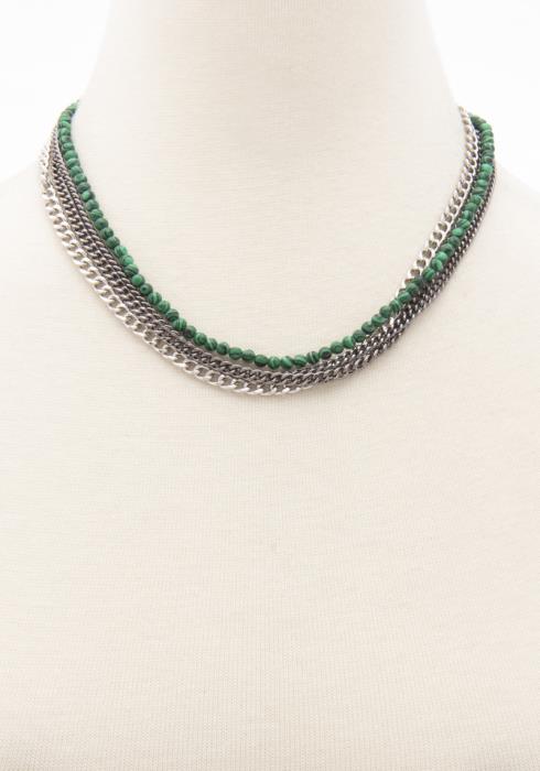 CRISS CROSS BEADED LAYERED NECKLACE