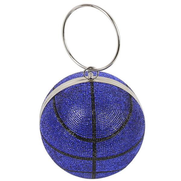 FULL RHINESTONE BASKETBALL METAL CHAIN CROSSBODY BAG