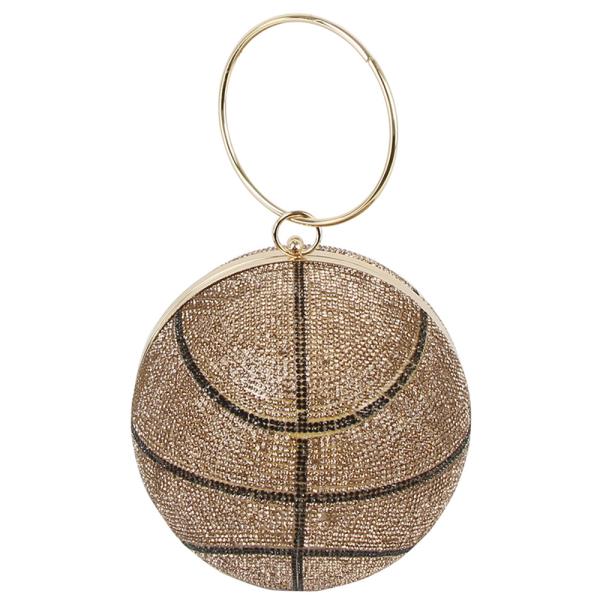 FULL RHINESTONE BASKETBALL METAL CHAIN CROSSBODY BAG