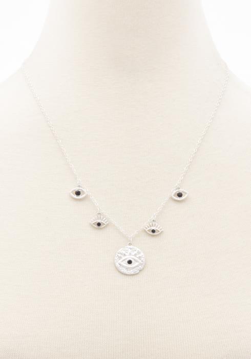 METAL CHAIN EVIL EYE PENDANT NECKLACE