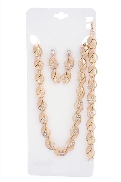 RHINESTONE METAL NECKLACE AND BRACELET SET