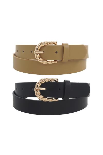 TWISTED TEXTURED BUCKLE DUO BELT SET