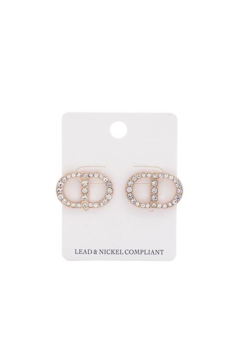 OVAL RHINESTONE EARRING