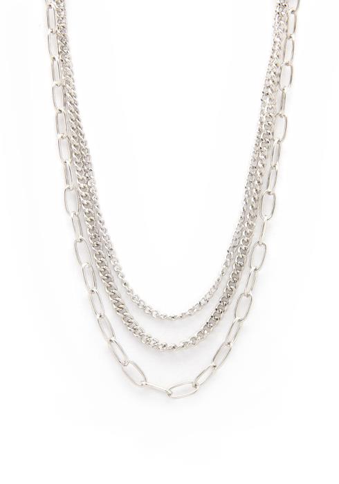 CURB OVAL LINK LAYERED NECKLACE