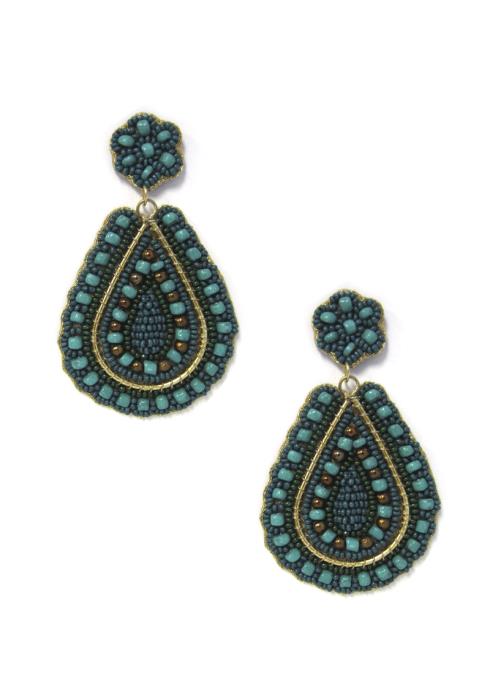 SEED BEAD TEARDROP DANGLE EARRING