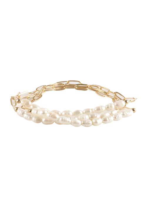 METAL PEARL BEAD BRACELET SET