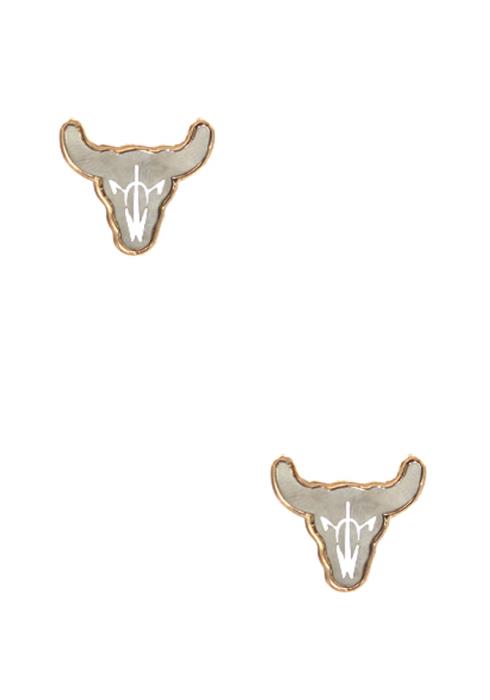 TWO TONE COW STUD EARRING