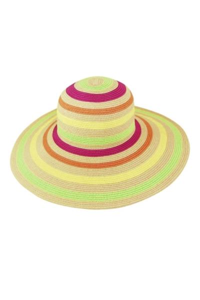 NEON STRIPES WIDE BRIM HAT