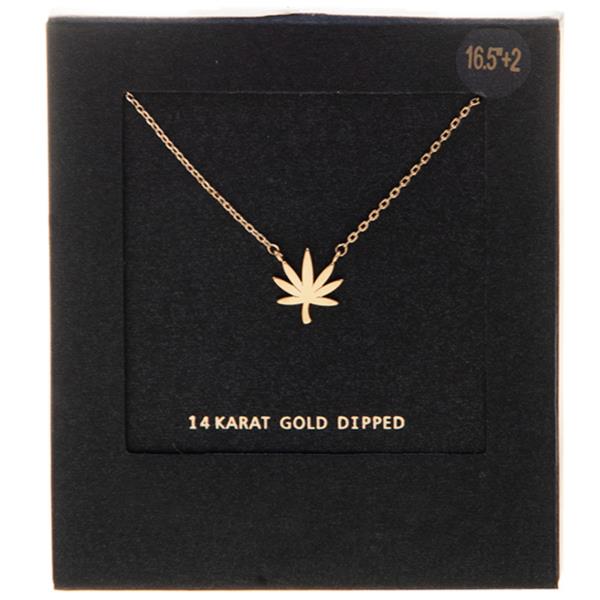 14K GOLD DIPPED CANNABIS LEAF CHAIN NECKLACE