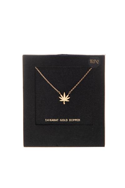 14K GOLD DIPPED MARIJUANA LEAF CHAIN NECKLACE