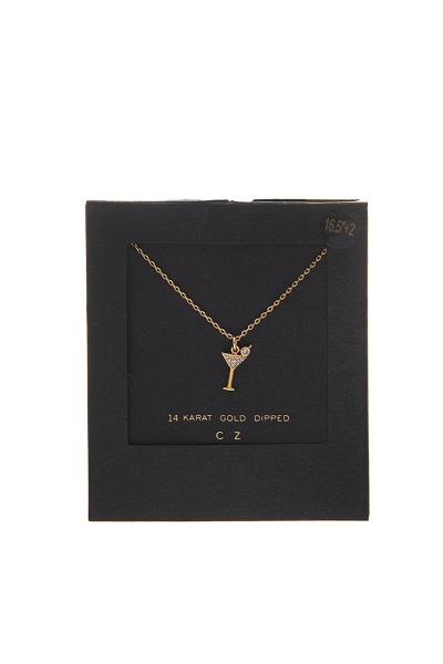 14K GOLD DIPPED RHINESTONE COCKTAIL CHAIN NECKLACE