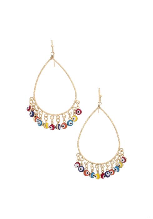 EVIL EYE BEAD TEARDROP DANGLE EARRING
