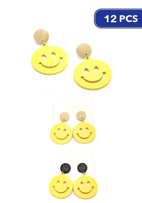 FASHION HAPPY FACE DANGLE EARRING (12 UNITS)