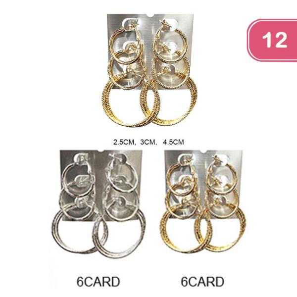 HOOP EARRING 3 PAIR SET (12 UNITS)