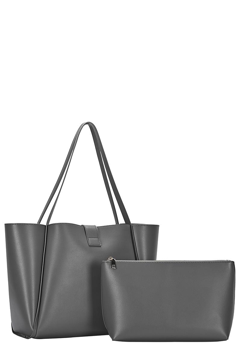 2IN1 SMOOTH PLAIN TOTE BAG WITH MINI BAG SET