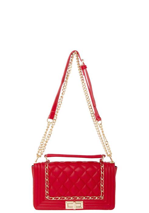 CHAIN ACCENT RECTANGULAR SHOULDER BAG