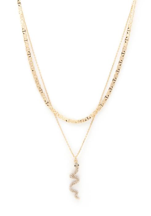 SODAJO SNAKE PENDANT LAYERED NECKLACE
