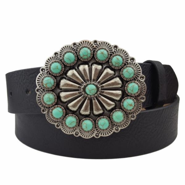 WESTERN CONCHO PU LEATHER BELT