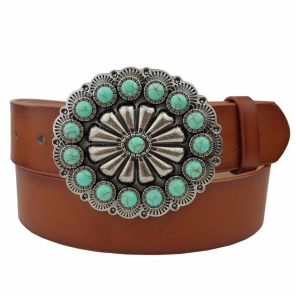 WESTERN CONCHO PU LEATHER BELT